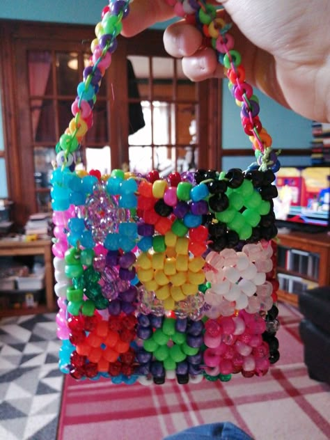 Kandi Storage Ideas, Kandi Organization, Kandi Gift Ideas, How To Make A Kandi Bag, Kandi Square, Kandi Clothes, Sanrio Kandi, Kandi Core, Kandi Bag