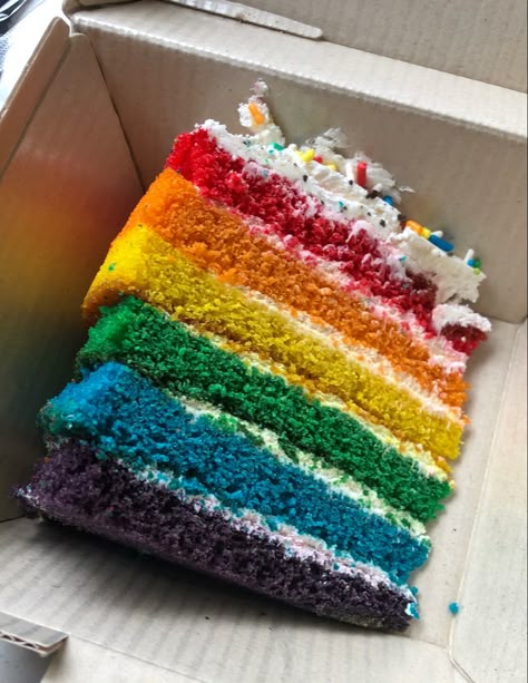 Rainbow, rainbow cake, cake, food inspo, food aesthetic, rainbow food, dessert, cake aesthetic Rainbow Things Aesthetic, Rainbow Fruit Cake, Rainbow Baked Goods, Rainbow Cake Aesthetic, Pride Baking, Colourful Desserts, Chocolate Rainbow Cake, Pride Food, Rainbow Desert