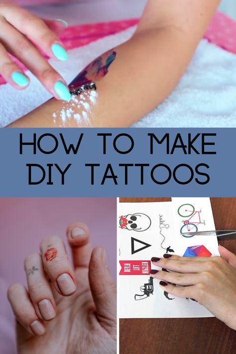 DIY Tattoos - How To Make Them At Home! - TattooGlee How To Make Stick On Tattoos, Homemade Fake Tattoos, At Home Tattoo Diy, Cricut Temporary Tattoo Diy, Printer Tattoo Diy, How To Do Fake Tatoos At Home, Cricut Tattoo How To, How To Make Your Own Fake Tattoo, Diy Semi Permanent Tattoo