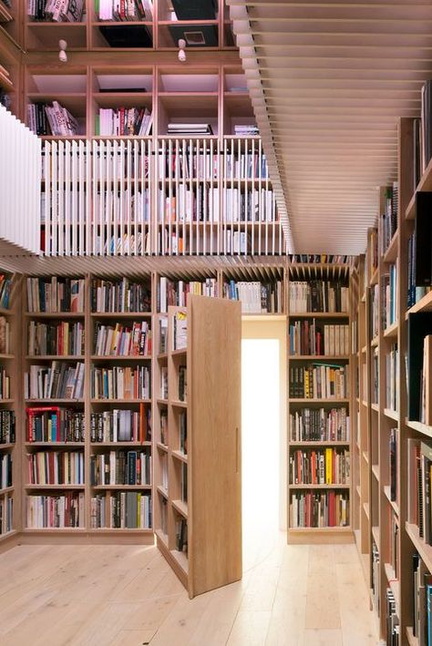 home library with hidden door Basement Library, Home Library Aesthetic, Home Library Design Ideas, Home Gym Design Garage, Dream Library, Library Room, Library Aesthetic, Bookcase Design, Home Library Design