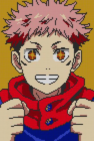 Alpha pattern #97947 | BraceletBook Jujitsu Kaisen Pixel Art, Jjk Alpha Pattern, Anime Grid Pattern, Jjk Pixel Art, Anime Alpha Pattern, Alpha Patterns Anime, Pixel Art Styles, Thomas Romain, Cursed Spirit