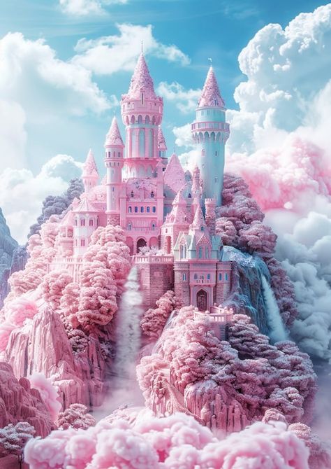 Fantasy Builds, Majestic Scenery, Magic Pictures, Rose House, Pink Castle, Dream Life House, Tattoos Women, Hot Makeup, Castle In The Sky