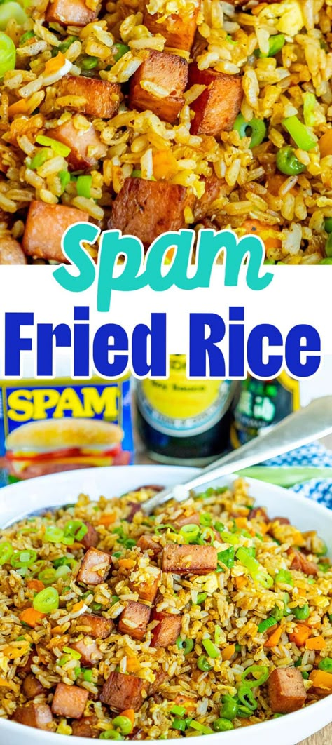 Easy Spam Fried Rice - Sweet CS Designs. Fried Cabbage And Spam, Spam And Rice Recipes Easy, Fried Rice Recipe Spam, Spam And White Rice Recipes, Sweet Fried Rice, Spam Fried Rice Recipe Korean, Fried Rice With Spam And Egg, Simple Spam Recipes, Hawaii Fried Rice