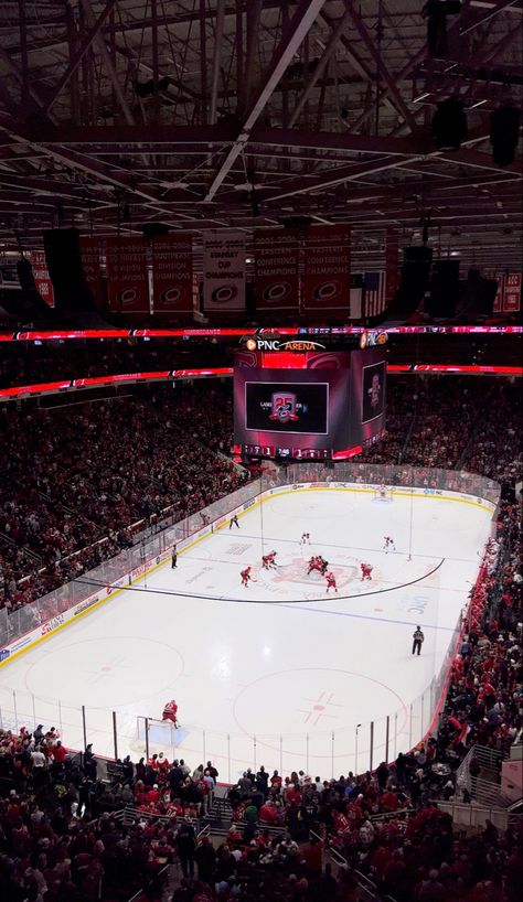 Carolina Hurricanes NHL hockey Game at PNC Arena Against the Montreal Canadiens Hockey Arena, Hockey Pictures, Hockey Game, Nhl Games, Hockey Games, Montreal Canadiens, Nhl Hockey, Hockey Players, Travel Goals