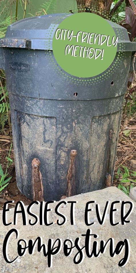 Yard Waste Compost, Compost Barrel Tumblers, Garbage Can Compost Bin, In Ground Compost Bin, Compost Barrel Diy, Compost For Beginners, Compost Trash Can, Compost Ideas, Diy Compost Tumbler