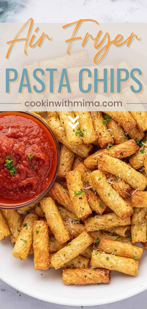 Air Fryer Pasta Chips, How To Cook Noodles, Air Fryer Pasta, Tiktok Pasta, Fried Pasta, Low Carb Chicken Parmesan, Crispy Noodles, Pasta Chips, Cooked Pasta