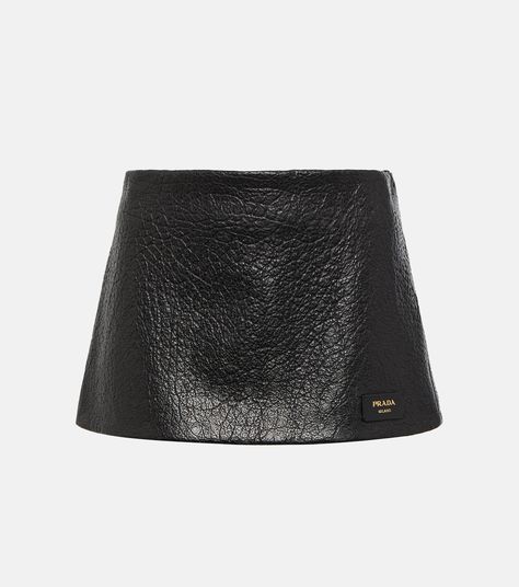 Low Rise Leather Miniskirt in Black - Prada | Mytheresa Skirt Png, Prada Skirt, Leather Miniskirt, Low Rise Skirt, Prada Mini, Prada Dress, Brand Recognition, Brown Skirts, Visual Display