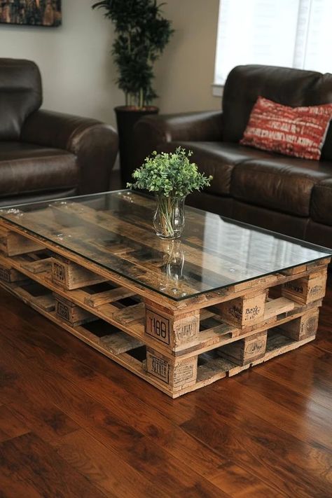 "Elevate your living room with the rugged beauty of a DIY Pallet Coffee Table! 🛠️☕ A great way to showcase your creativity and love for rustic decor. 🌿✨ #DIYDecor #PalletCrafting #HomeDesign" Coffee Table Pallet Diy, Pallet Living Room, Coffee Table Pallet, Diy Pallet Coffee Table, Pallet Coffee Table Diy, Table Pallet, Diy Coffee Tables, Palette Furniture, Rustic Furniture Diy