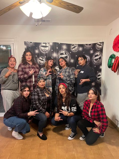 Chicana Birthday Theme, Cholo Costumes Women, Nortenos Gangster, Chola Birthday Party, Cholo Birthday Party, Cholo Theme Party Birthday, Chola Party Theme Ideas, Cholo Party Theme Ideas, Gangster Girl Costume