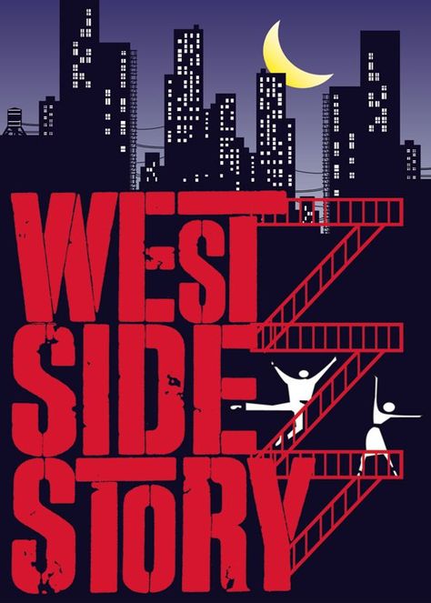 West Side Story Minimalist Poster, West Side Story Drawing, Broadway Poster Design, Musical Theatre Posters Vintage, Theatre Poster Design Ideas, Musical Posters Broadway, West Side Story Wallpaper, Animatic Ideas, Musicals Posters