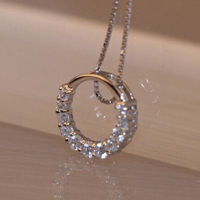 >> Click to Buy << Silver Necklaces 2016 New Shiny Zircon Crystal Circle 925 Sterling Silver Pendant Necklaces for Women Jewelry Wholesale #Affiliate قلادات متدلية, Diamond Circle Necklace, Crystal Circle, Necklace Chain Types, Circle Pendant Necklace, Circle Diamond, Solitaire Pendant, Sterling Silver Necklace Pendants, Circle Pendant