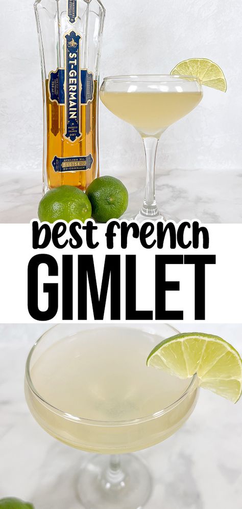 A French Gimlet is a riff on the classic cocktail. It adds a sweet, floral twist that’s light, bright, and perfectly balanced. The ultimate chic drink to serve during happy hour or any special occasion. St Germain Cocktail Recipes, French Gimlet, St Germain Cocktail, Gimlet Recipe, Gimlet Cocktail, Homemade Cocktails, Gimlet, Best Cocktail Recipes, Frozen Cocktails