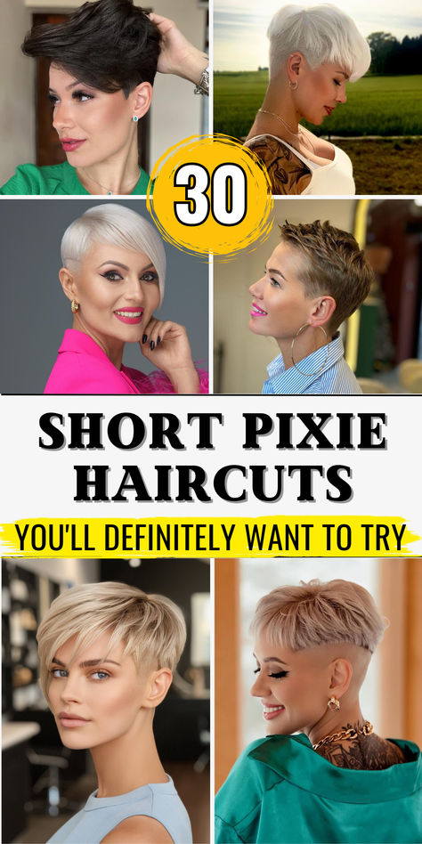 Discover 30 short pixie haircuts for women that are designed to suit every hair type. From super short edgy undercuts to pixie cuts for fine hair, these styles are versatile and trendy. Whether you have thick hair or fine hair over 50, these cuts offer a modern and stylish look. Curly-haired women and those with round faces will find the perfect pixie cut to complement their features. Blended Pixie Haircut, Undercut Pixie Fine Hair, Womens Undercut Short Hair, Pixie Thick Hair Round Face, Pixie Haircut For Fine Hair Over 50, Hair Accessories For Pixie Cut, Short Haircuts For Women With Round Faces, Styling Super Short Hair, Short Hair Styles Pixie Undercut