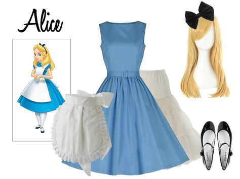 Clothing Alice In Wonderland Outfit Ideas, Easy Fancy Dress, Disney Fancy Dress, Outfit Ideas Drawing, Wonderland Outfit, Alice In Wonderland Outfit, Fancy Dress Ideas, Alice Costume, Carnaval Costume