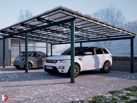 Car Parking Design Home Garden, Parking Design Home, Car Parking Shade Design, Parking Shade Design, Car Parking Design Home, Mid Century Carport, Car Parking Design, Park Shade Structure, Car Parking Shade