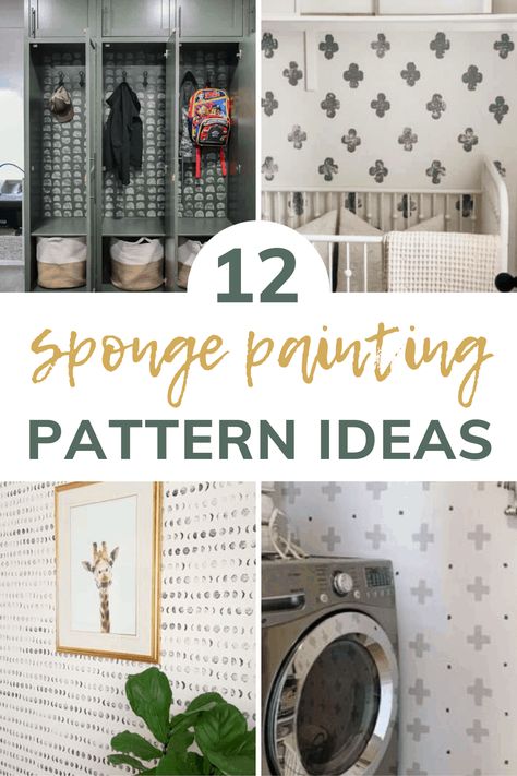 Do you love the sponge paint accent wall trend? Check out these fun and creative patterns that you can DIY quick and easy with kitchen sponges! #spongepaint #sponge #accentwalls #featurewalls #wallpaper Stamped Wall, Sponge Painting Walls, Diy Sponges, Wall Paint Patterns, Sponge Paint, Paint Patterns, Wall Trends, Diy Wall Painting, Accent Wall Paint