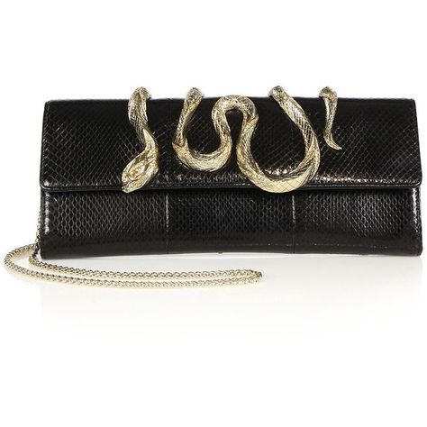 Roberto Cavalli Embossed Watersnake Clutch (36.705 ARS) ❤ liked on Polyvore featuring bags, handbags, clutches, apparel & accessories, black, chain handle handbags, snake purse, embellished handbags, chain strap purse and embossed purse Gucci Snake Bag, Embellished Handbags, Snake Purse, Snake Bag, Handbags Black, Strap Purse, Accessories Bags Shoes, Printed Handbags, Black Snake