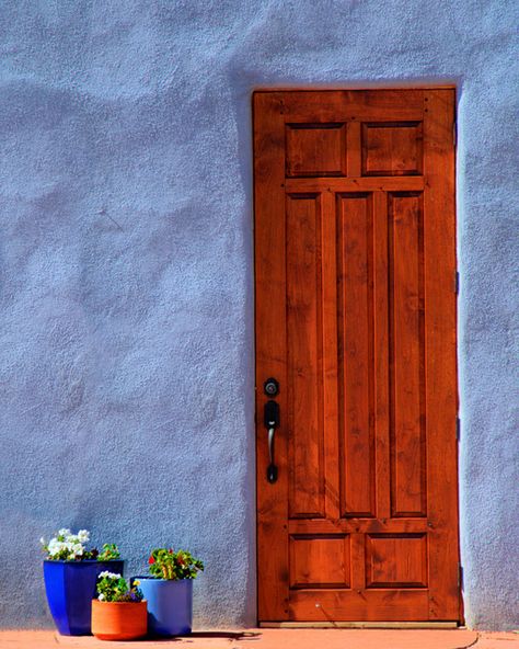 Door and flowers at Abiquiu, New Mexico. When One Door Closes, Cool Doors, Door Gate, Old Doors, Red Door, Unique Doors, Beautiful Doors, Door Color, Closed Doors