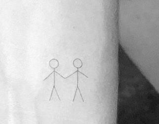 Small Stick Figure Tattoo, Cute Lil Tattoos, Stick Figure Tattoo, Secret Tattoo Ideas, Figure Tattoo, Now Tattoo, Lil Tattoos, Secret Tattoo, Stick Figure