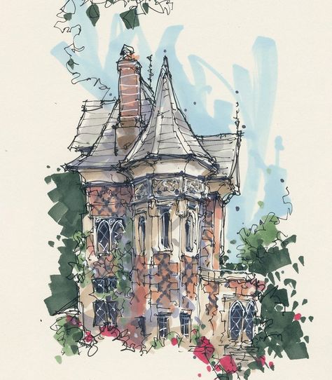 Albert Kiefer on Instagram: “Manor, Penshurst, Kent Inspired by photography of @sparrowinlondon, used with permission. #sketch #mastersketchers #usk #architecture…” House Sketcher, Albert Kiefer, Sketchbook Architecture, Cityscape Drawing, Architecture Drawing Sketchbooks, Building Sketch, Urban Sketch, Watercolor Architecture, Architecture Sketchbook