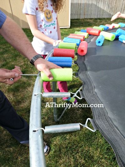 When the pool noodle first came on the market, I’m sure parents across the globe scoffed. I mean, come on. It’s a long piece of foam with a hole in it. But inventor Steve Hartman is taking his pool noodle … Pool Noodle Trampoline, Trampoline Spring Cover, Kitchen Upcycled, Trampoline Springs, Upcycled Kitchen, Backyard Trampoline, Build Furniture, Pool Noodle, Diy Pool