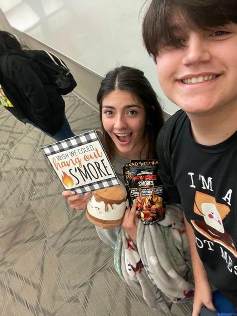 We utitilized a graffic we found here on pinterest. Bought a smores squishmallow, smores tshirt and smores candy. #promposal #smores Squishmallow Promposal, Candy Promposal, Smores Candy, Candy, T Shirt, Art