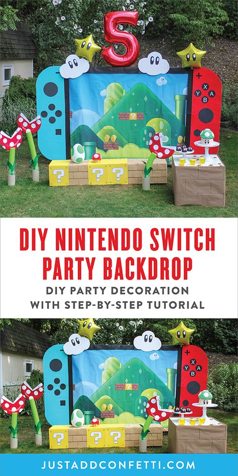 Nintendo Switch Photo Booth, Nintendo Switch Trunk Or Treat, Pretzel Skeletons, Nintendo Switch Birthday, Nintendo Switch Party, Blair Birthday, Yoshi Eggs, Switch Party, Nintendo Birthday Party