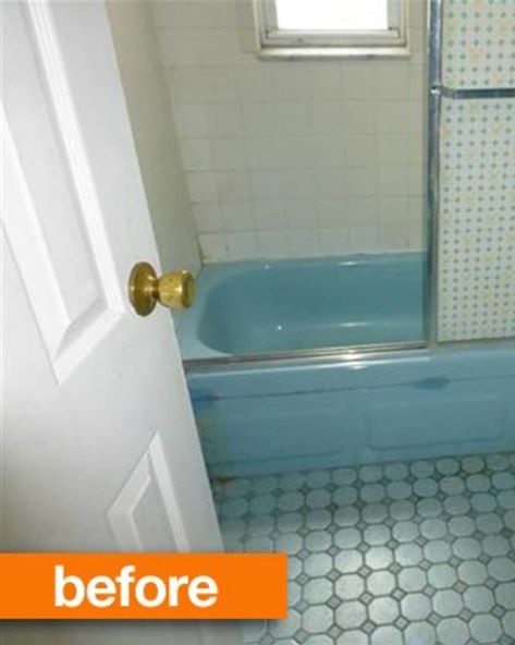 Blue Bathtub Bathroom Ideas, Tub Bathroom Ideas, Vintage Blue Bathroom, Blue Bathtub, Tiny Bath, Bathroom With Tub, Walk In Shower Designs, Old Bathroom, New Toilet