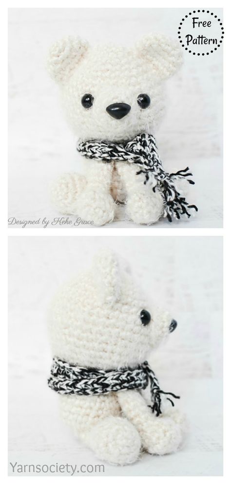 Amigurumi Polar Bear, Polar Bear Toy, Bear Patterns Free, White Polar Bear, Making Gifts, Bear Crochet, Crochet Bee, Unicorn Toys, Fun Crochet Projects