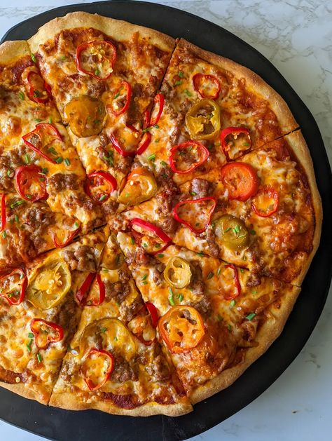 Italian Pie, Italian Sausage Pizza, Pepper Pizza, Spicy Pizza, Sausage Pizza, Flat Breads, Hot Sausage, Hot Italian Sausage, Sausage And Peppers