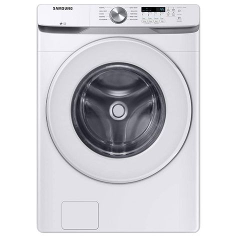 Samsung 27 in. 4.5 cu. ft. High-Efficiency White Front Load Washing Machine with Self-Clean+, ENERGY STAR WF45T6000AW Laundry Room Makeover Ideas, Compact Washer And Dryer, Washer Drum, Ventless Dryer, Gallon Of Water A Day, House Laundry Room, Samsung Washer, Windsor House, House Appliances