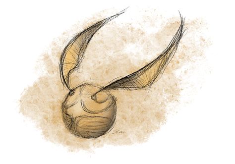 Golden Snitch Sketch, Golden Snitch Painting, Snitch Harry Potter Drawing, Gold Snitch Tattoo, Golden Inktober, Golden Snitch Drawing, Drawtober 2023, Gold Snitch, Snitch Harry Potter