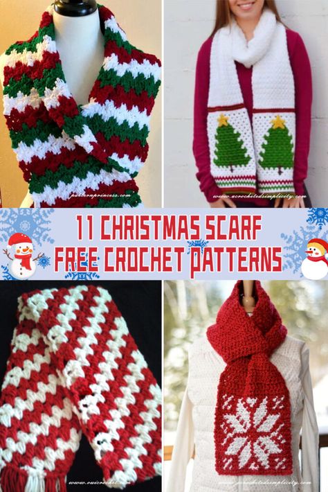 11 Christmas Scarf Crochet Patterns - FREE Crochet Christmas Scarves Free Patterns, Knit Christmas Scarf Pattern, Christmas Scarf Knitting Pattern, Crochet Christmas Scarfs, Crochet Christmas Scarf Pattern, Crochet Christmas Scarf Pattern Free, Crochet Winter Scarf Pattern, Crochet Christmas Scarf, Christmas Crochet Scarf