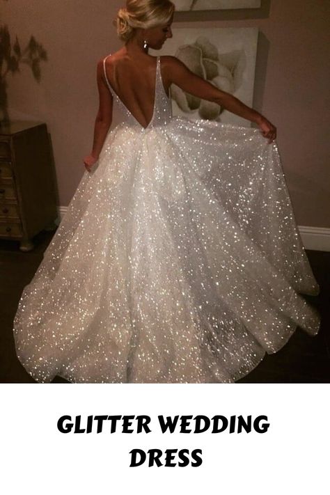 Glitter Wedding Dress Gold Shimmer Wedding Dress, Puffy Sparkly Wedding Dresses, Shimmer Wedding Dress Glitter, Silver Glitter Wedding Dress, Sparkle Wedding Dress With Sleeves, White Glitter Wedding Dress, Glitter Bride Dress, Wedding Dress Glitter Sparkly, Wedding Dress Sparkling