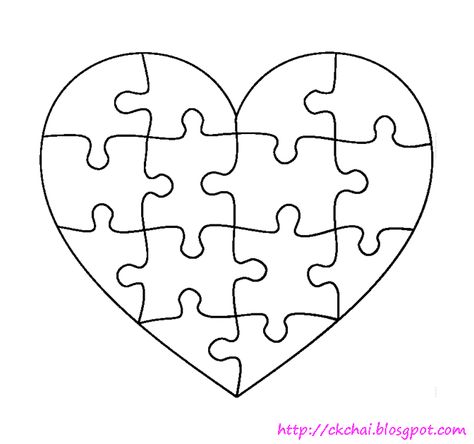 Puzzle Of Life ????: Free Heart Shaped Puzzle Template - Clip Art Library Puzzle Piece Template, Puzzle Piece Crafts, Gratis Printables, Puzzle Template, Heart Puzzle, Writing Crafts, Shape Puzzles, Kraf Diy, Scroll Saw Patterns