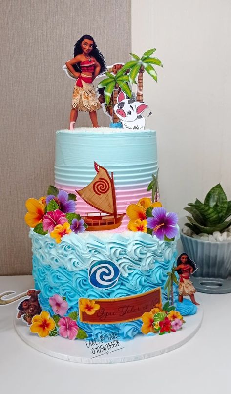 Birthday Cake Moana, Moana Birthday Cake Simple, Moana Birthday Party Ideas Cake, Moana Cake Ideas, Moana Themed Cake, Moana Cake Design, Moana Theme Cake, Moana Cakes, Moana Birthday Cake