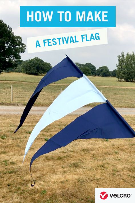 Festival season is in full swing so you're heading to a music festival this summer, check out our easy DIY festival flag tutorial! It's a cheap no-sew DIY idea and all you need is some old sheets, a flag pole and some VELCRO® Brand Stick On for Fabrics tape. Read our full blog post for instructions! #festivals #festival #lifehack #VELCROBrand #VELCROBrandHacks #VELCRO #DIY #crafts #DIYideas Diy Festival Flag, Festival Flags Diy Ideas, Festival Flags Diy, Festival Diy Decorations, Garden Festival Party Ideas, Diy Festival Ideas, Diy Festival Decorations, Flag Decorating Ideas, Festival Party Ideas