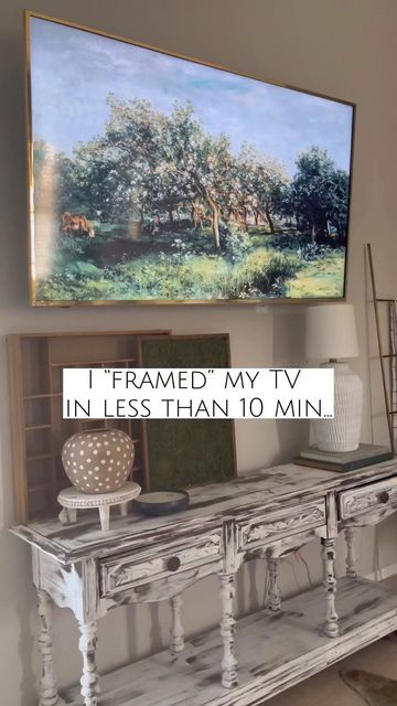 Gold Framed Tv, Gold Tv Frame, Diy Tv Frame, Washi Tape Frame, Nyc House, Gold Washi Tape, Fireplace Diy, Gold Tape, Faux Fireplace Diy