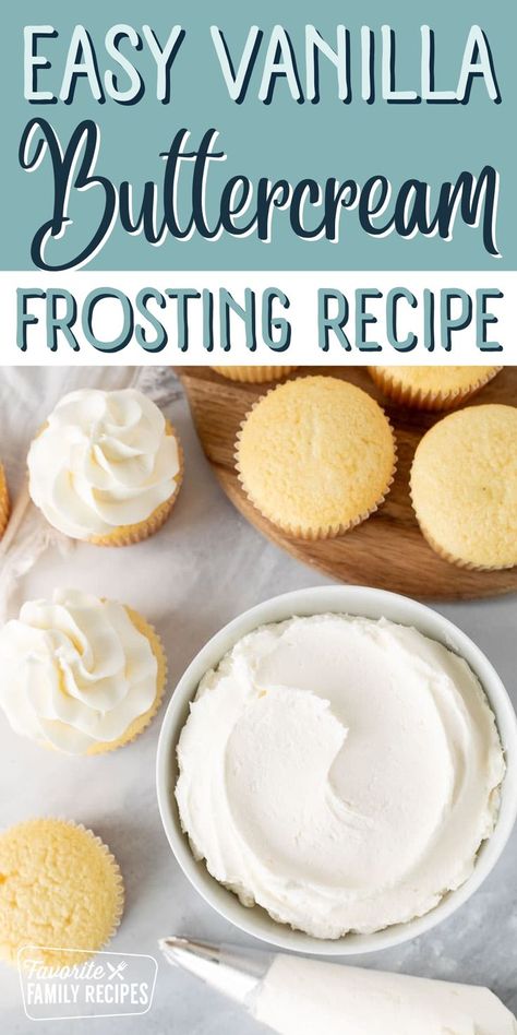 This sweet and simple vanilla buttercream frosting is easy to whip up and pipes beautifully. I love this recipe because it is easy, tastes great, and can be used in so many different ways. This frosting can be used for spreading, as a filler between cake layers, and it is perfect for piping. Cake Piping Icing Recipe, Simple Vanilla Buttercream Frosting, Vanilla Buttercream Frosting Cupcakes, 5 Minute Buttercream Frosting, Easy Buttercream Frosting For Cupcakes, Not Too Sweet Vanilla Frosting, No Fail Buttercream Frosting, Easy Buttercream Icing Recipe, Stiff Frosting For Decorating