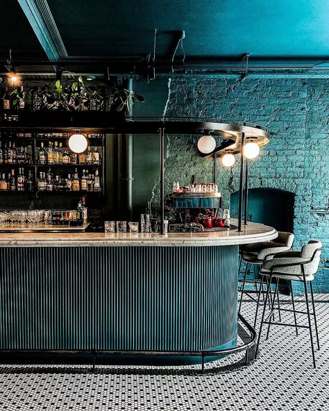 Turquoise monochromatic bar design -- when you really want to post something blue that isn’t a facade and you find this beauty sitting in your camera roll 🕵🏻‍♀️ mission… Bar Interior Design, Luxury Bar, Blue Bar, Mission Accomplished, Bar Interior, Bar Design Restaurant, Restaurant Interior Design, Hospitality Design, Bar Restaurant