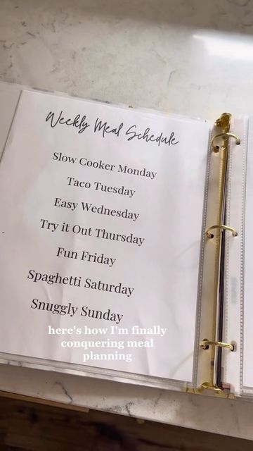 Weekly Meal Ideas Menu Planning, Meal Plan Binder, Meal Planner Binder, Meal Binder, Karissa Barker, Meal Prep Binder, Weekly Meal Schedule, Meal Categories, Planning Meals For The Week