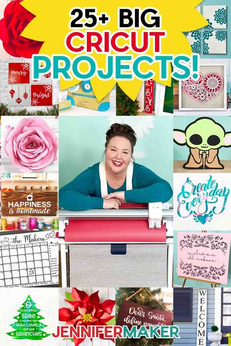 I'm sharing 25 Big Cricut Project Ideas you can make with the new Cricut Venture! Check out my tutorial at JenniferMaker.com Best Cricut Machine, Cricut Project Ideas, Craft Paint Storage, Jennifer Maker, Halloween Countdown Calendar, Japanese Paper Lanterns, Bowl Covers, Canvas Art Projects, Halloween Countdown