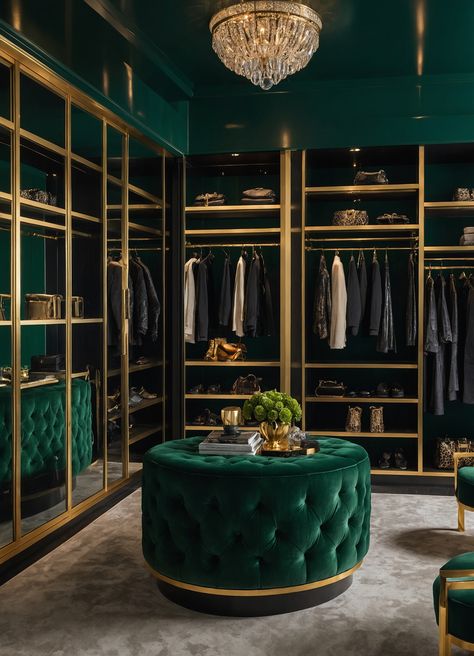 Cozy Curtains, Luxurious Walk In Closet, Royal Bedroom, Gold Bedroom Decor, Dark Green Walls, Fairytale House, Marble Island, Gold Rooms, Living Room Warm