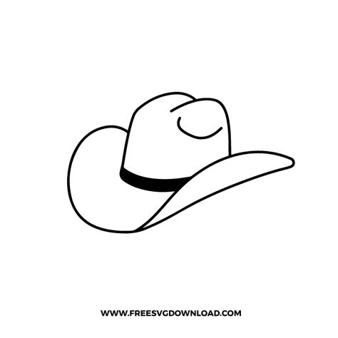 Cowboy Hat Clipart Free Printable, Cow Boy Hat Sketch, Cowboy Hat Coloring Page, Cowboy Hat Line Drawing, Country Easy Drawings, Cowboy Hat Clip Art, Cowgirl Hat Clipart, Drawing Cowboy Hats, Western Simple Drawings