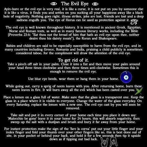 The Evil Eye - a brief explanation, and how to get rid of it Evil Eye Quotes, Eye Meaning, Evil Eye Art, Magic Spell Book, Evil Witch, The Evil Eye, Herbal Magic, Witch Magic, Protection Spells