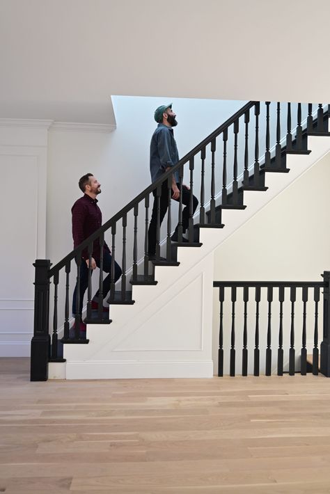 Brownstone Bedroom, Brownstone Nyc, Wood Stair Railing, Spindles For Stairs, Brownstone Boys, Apartment Stairs, Brownstone Interiors, Nyc Brownstone, Closet Under Stairs