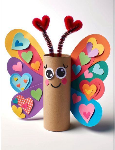 Paper Tube Butterfly Craft Butterfly Craft, Toilet Paper Crafts, Toddler Arts And Crafts, Preschool Arts And Crafts, Animal Crafts For Kids, Paper Roll Crafts, Daycare Crafts, Butterfly Crafts, Toddler Art