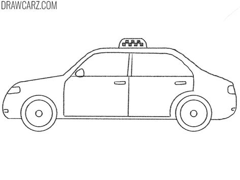 Taxi Drawing, Car Drawing Sketches, Taxi Car, Car Drawing, Drawing Simple, Car Drawings, Learn How To Draw, Kids Art, Learn To Draw