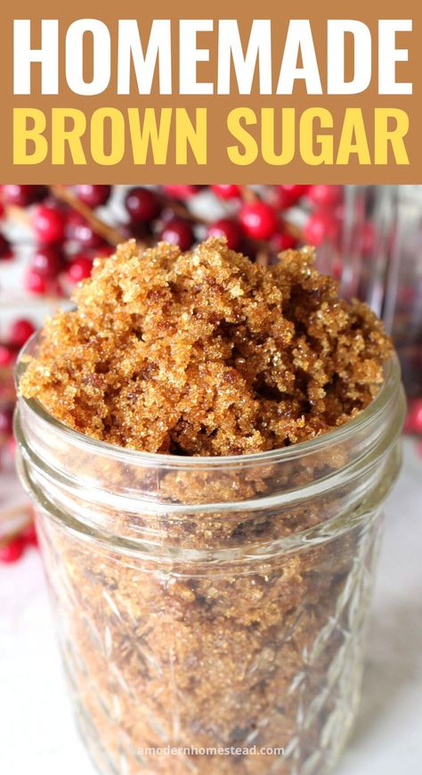 How to Make Brown Sugar Diy Brown Sugar, Diy Seasonings, Homemade Brown Sugar, Make Brown, Make Brown Sugar, Modern Homestead, Dry Mixes, Kitchen Staples, Homemade Foods