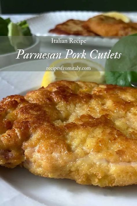 Parmesan Pork Cutlets Recipe - Recipes from Italy Pork Cutlets In Crockpot, Italian Pork Cutlet Recipes, Pork Loin Sirloin Cutlets Recipes, Ham Cutlets Recipes, Recipes With Pork Cutlets, Recipe For Pork Cutlets, Recipes For Pork Cutlets, Pork Parmesan Recipe, Pork Cutlets Recipes Easy